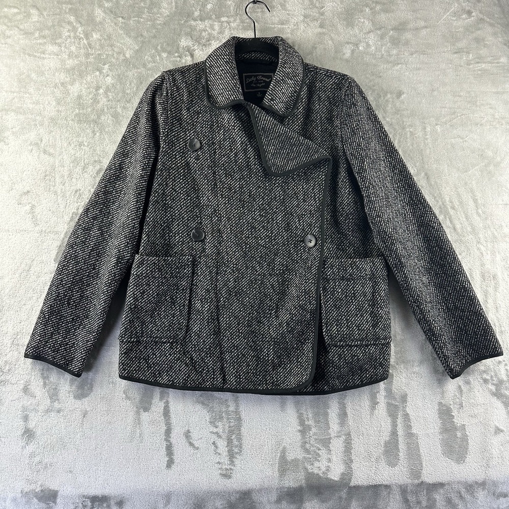 Lucky Brand Pea Coat Women's S Black Gray Double-Breasted Button-Up Jacket
